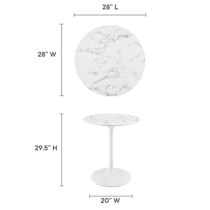 Modway EEI-1128 Lippa 28" Round Faux Marble Dining Table Modway