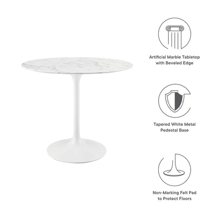 Modway EEI-1129 Lippa 36" Round Faux Marble Dining Table Modway