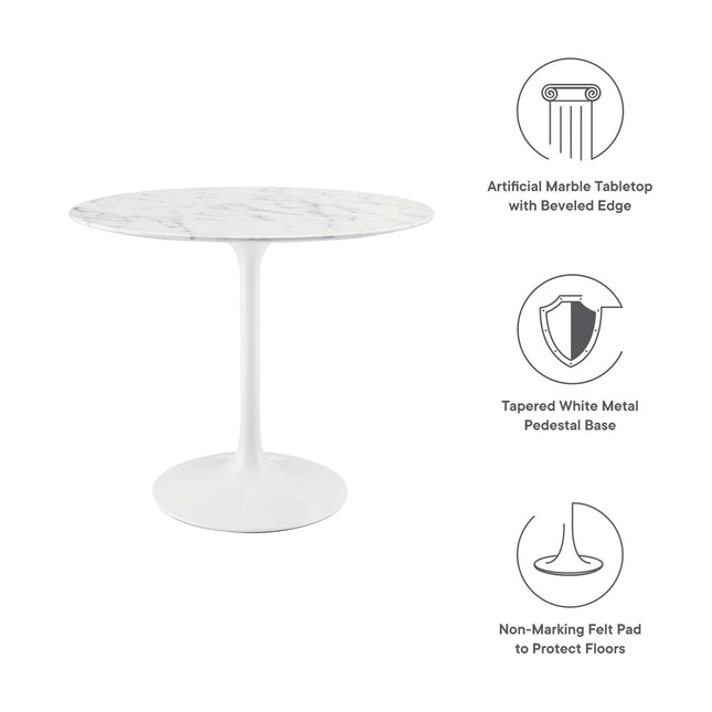 Modway EEI-1129 Lippa 36" Round Faux Marble Dining Table Modway