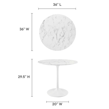 Modway EEI-1129 Lippa 36" Round Faux Marble Dining Table Modway