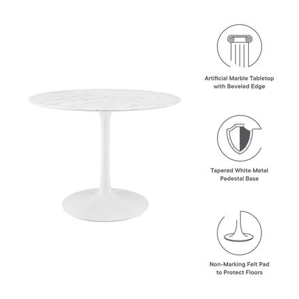 Modway EEI-1130 Lippa 40" Round Faux Marble Dining Table Modway