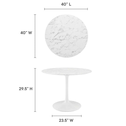 Modway EEI-1130 Lippa 40" Round Faux Marble Dining Table Modway