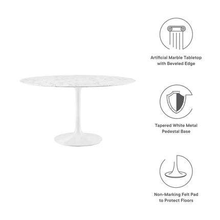 Modway EEI-1131 Lippa 48" Round Faux Marble Dining Table Modway