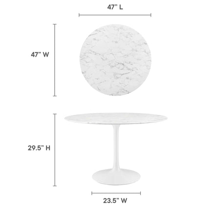 Modway EEI-1131 Lippa 48" Round Faux Marble Dining Table Modway