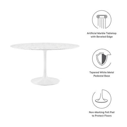 Modway EEI-1132 Lippa 54" Round Faux Marble Dining Table Modway
