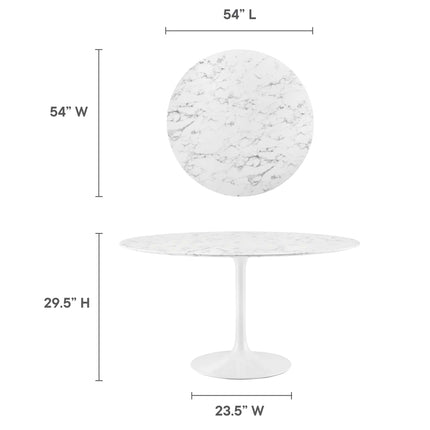 Modway EEI-1132 Lippa 54" Round Faux Marble Dining Table Modway