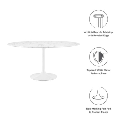 Modway EEI-1133 Lippa 60" Round Faux Marble Dining Table Modway