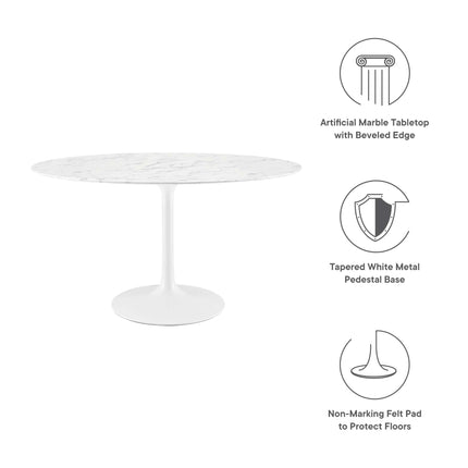 Modway EEI-1134 Lippa 54" Oval Faux Marble Dining Table Modway