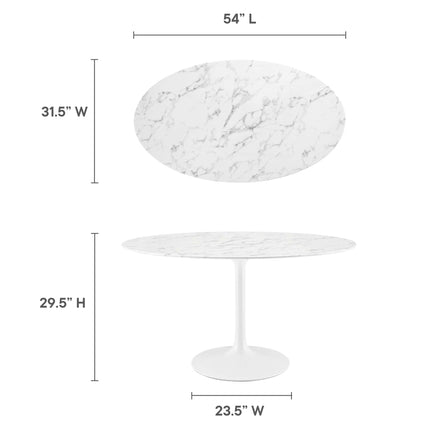 Modway EEI-1134 Lippa 54" Oval Faux Marble Dining Table Modway