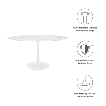 Modway EEI-1135 Lippa 60" Oval Faux Marble Dining Table Modway