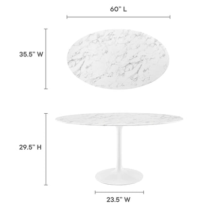 Modway EEI-1135 Lippa 60" Oval Faux Marble Dining Table Modway