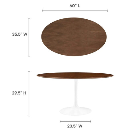 Modway EEI-1138-WAL Lippa 60" Oval Wood Dining Table Walnut Modway
