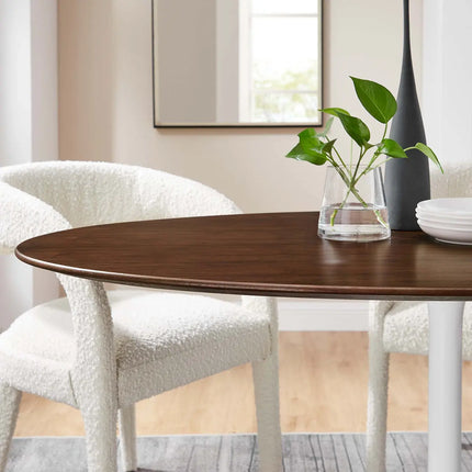 Modway EEI-1138-WAL Lippa 60" Oval Wood Dining Table Walnut Modway