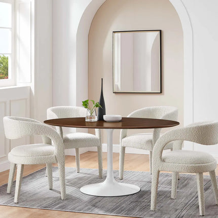 Modway EEI-1138-WAL Lippa 60" Oval Wood Dining Table Walnut Modway