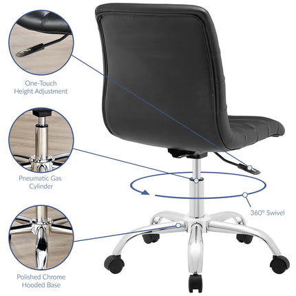 Modway EEI-1532 Ripple Armless Mid Back Vinyl Office Chair Modway