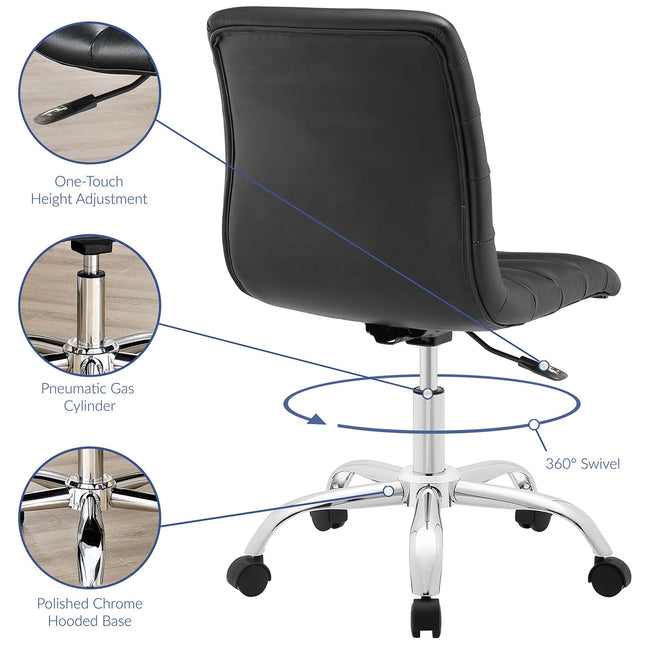 Modway EEI-1532 Ripple Armless Mid Back Vinyl Office Chair Modway