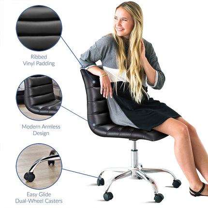 Modway EEI-1532 Ripple Armless Mid Back Vinyl Office Chair Modway