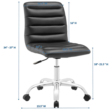 Modway EEI-1532 Ripple Armless Mid Back Vinyl Office Chair Modway