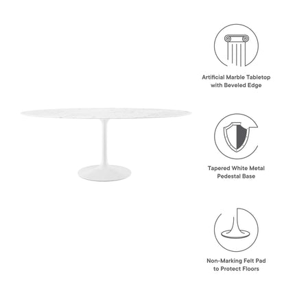 Modway EEI-1659 Lippa 78" Oval Faux Marble Dining Table Modway