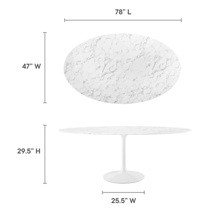 Modway EEI-1659 Lippa 78" Oval Faux Marble Dining Table Modway