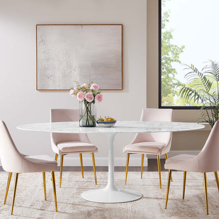 Modway EEI-1659 Lippa 78" Oval Faux Marble Dining Table Modway