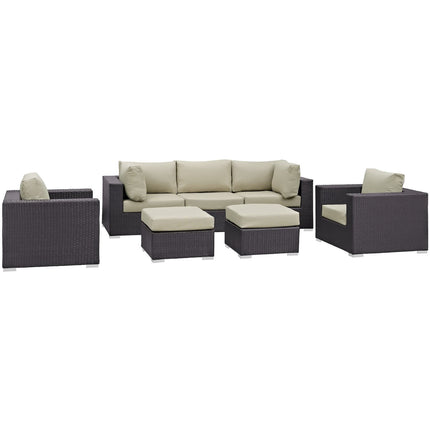 Modway EEI-1808 Gather 7 Piece Outdoor Patio Sectional Set Modway