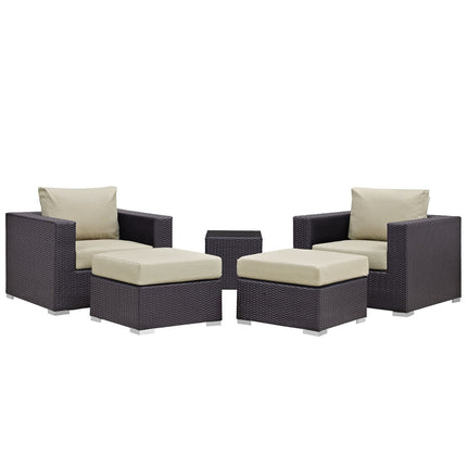 Modway EEI-1809 Convene 5 Piece Outdoor Patio Sectional Set Modway