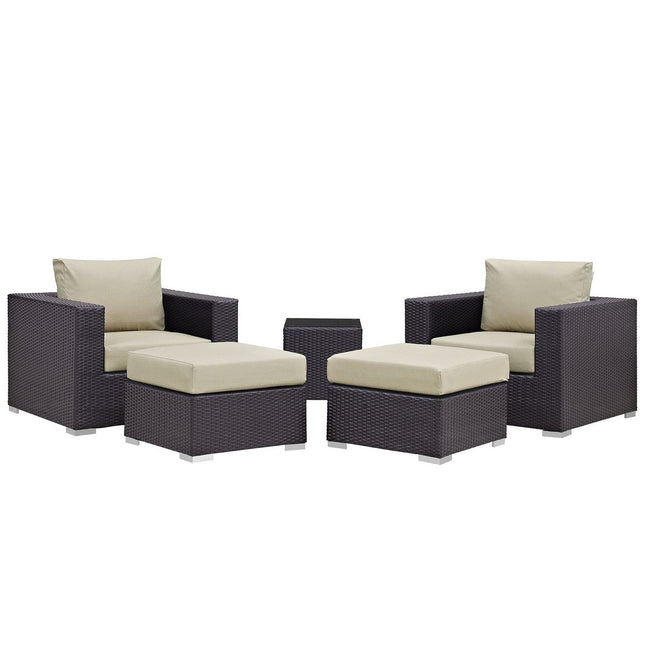 Modway EEI-1809 Convene 5 Piece Outdoor Patio Sectional Set Modway