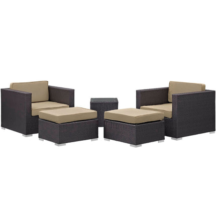 Modway EEI-1809 Convene 5 Piece Outdoor Patio Sectional Set Modway