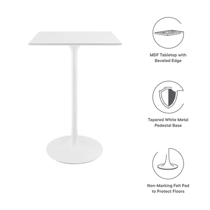 Modway EEI-1826 Lippa 28" Square Wood Bar Table Modway