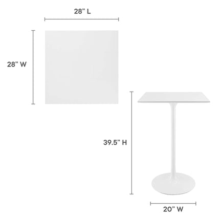 Modway EEI-1826 Lippa 28" Square Wood Bar Table Modway