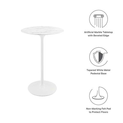 Modway EEI-1827 Lippa 28" Round Faux Marble Bar Table Modway