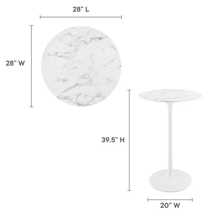 Modway EEI-1827 Lippa 28" Round Faux Marble Bar Table Modway
