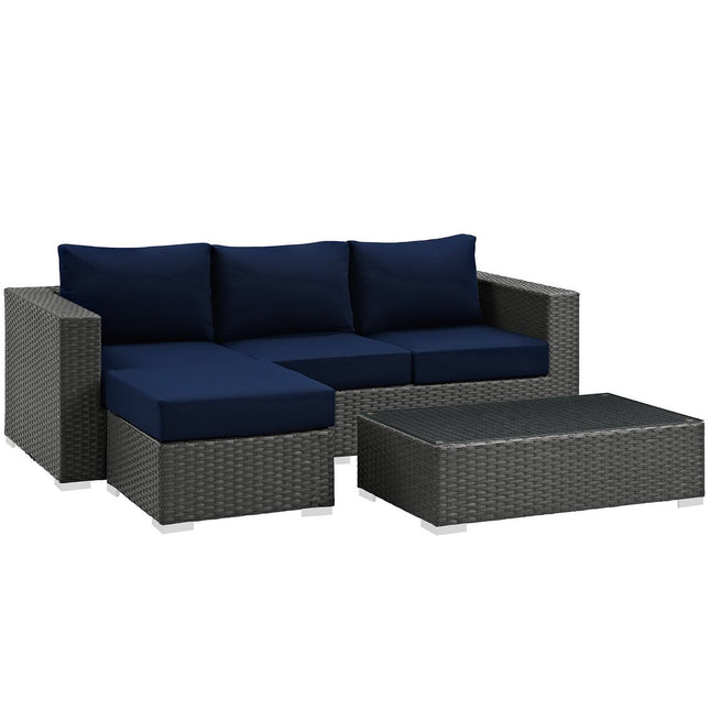 Modway EEI-1889 Sojourn 3 Piece Outdoor Patio Sunbrella® Sectional Set - Plaza Home Decor
