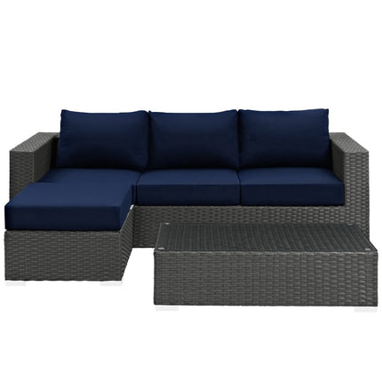 Modway EEI-1889 Sojourn 3 Piece Outdoor Patio Sunbrella® Sectional Set - Plaza Home Decor