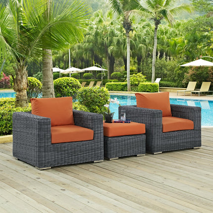 Modway EEI-1905 Summon 3 Piece Outdoor Patio Sunbrella® Sectional Set - Plaza Home Decor