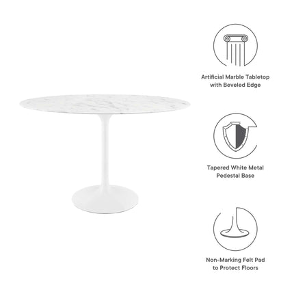 Modway EEI-2021 Lippa 48" Oval Faux Marble Dining Table Modway