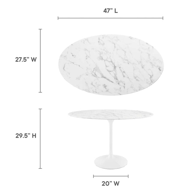 Modway EEI-2021 Lippa 48" Oval Faux Marble Dining Table Modway