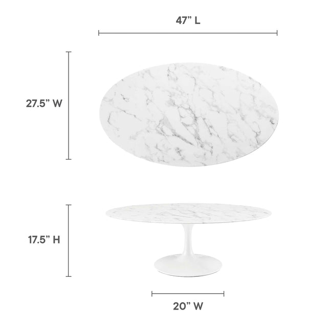 Modway EEI-2022 Lippa 48" Oval Faux Marble Coffee Table Modway