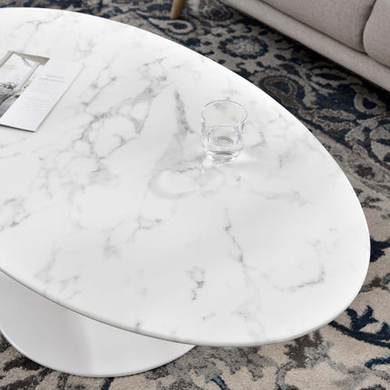 Modway EEI-2022 Lippa 48" Oval Faux Marble Coffee Table Modway