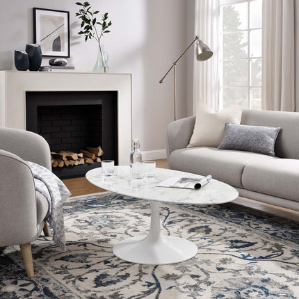 Modway EEI-2022 Lippa 48" Oval Faux Marble Coffee Table Modway