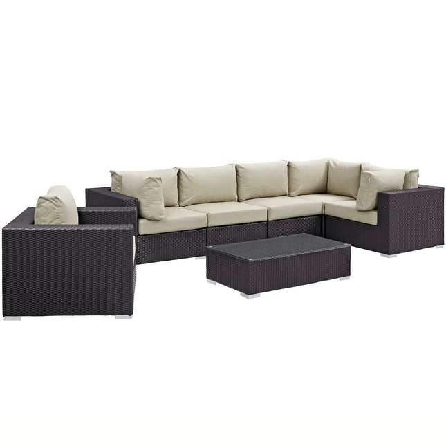 Modway EEI-2157 Convene 7 Piece Outdoor Patio Sectional Set Modway