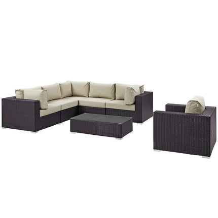Modway EEI-2157 Convene 7 Piece Outdoor Patio Sectional Set Modway