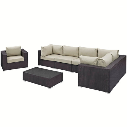Modway EEI-2157 Convene 7 Piece Outdoor Patio Sectional Set Modway