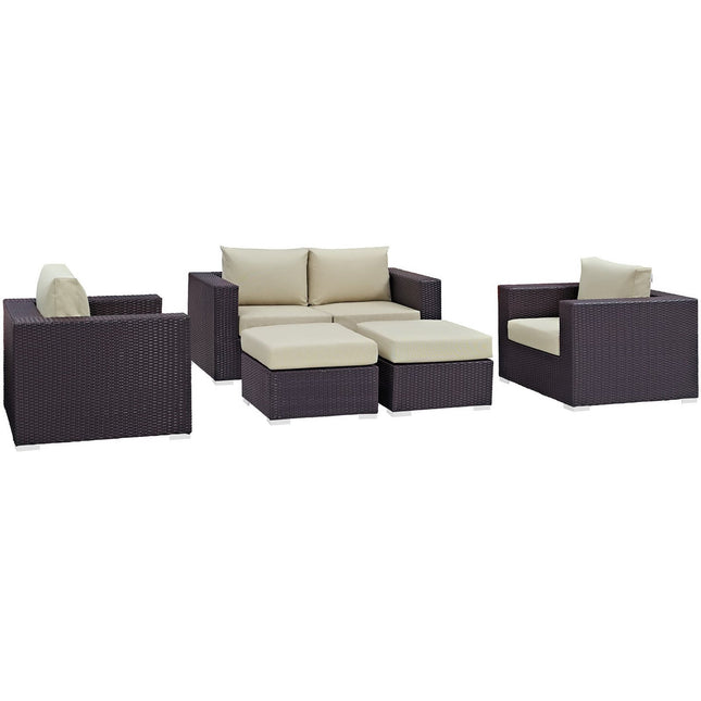 Modway EEI-2158 Convene 5 Piece Outdoor Patio Sofa Set Modway