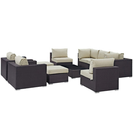 Modway EEI-2169 Convene 10 Piece Outdoor Patio Sectional Set Modway