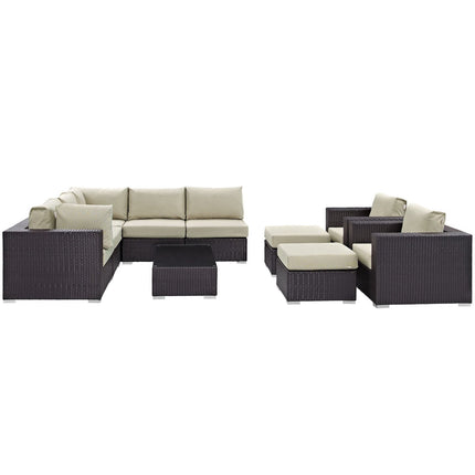 Modway EEI-2169 Convene 10 Piece Outdoor Patio Sectional Set Modway
