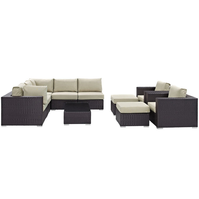 Modway EEI-2169 Convene 10 Piece Outdoor Patio Sectional Set Modway