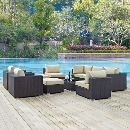 Modway EEI-2169 Convene 10 Piece Outdoor Patio Sectional Set Modway
