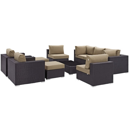 Modway EEI-2169 Convene 10 Piece Outdoor Patio Sectional Set Modway